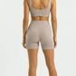 CONJUNTO FITNESS CANELADO- BERMUDA COM BOLSO E TOP,  NA COR NUDE