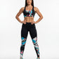 Conjunto Fitness- Leggings com recorte- Top estampado.